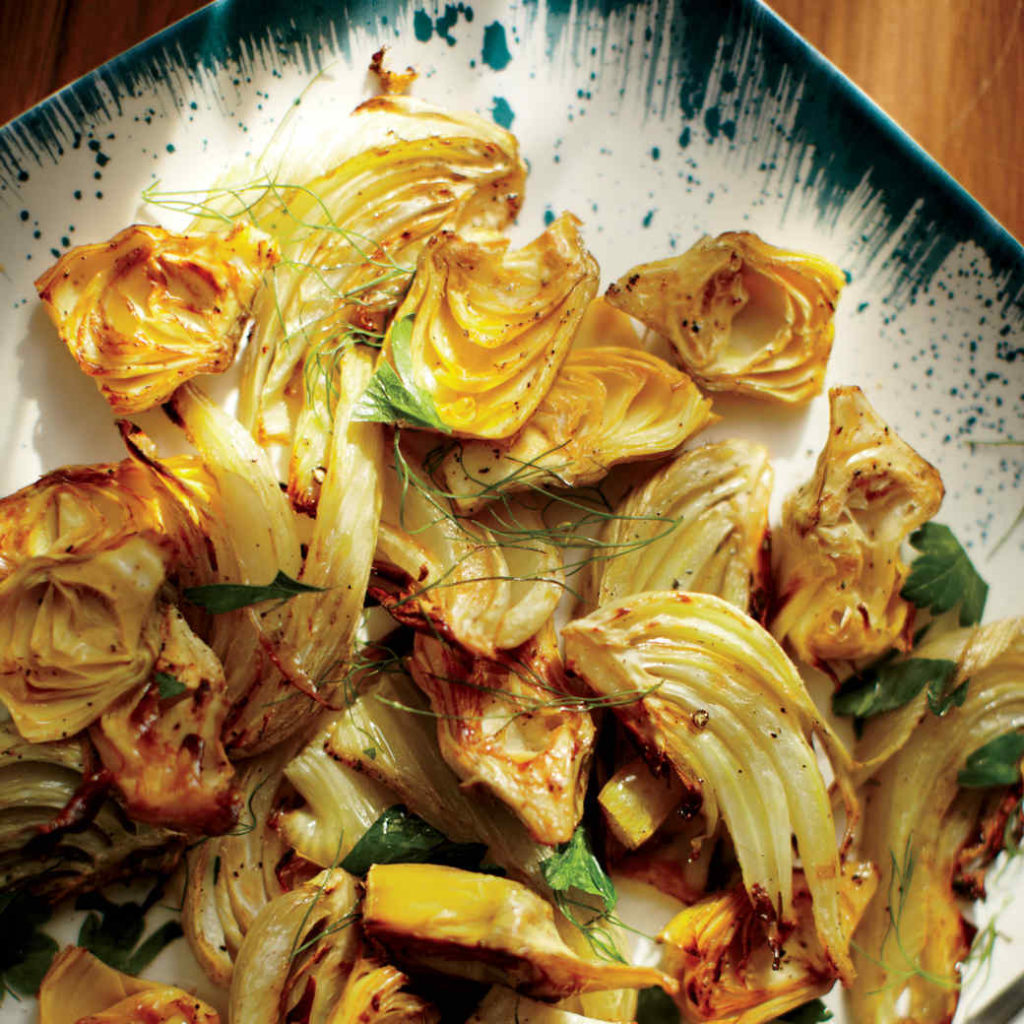 Baked Artichokes and Fennel with Spring Peas and Fava Beans